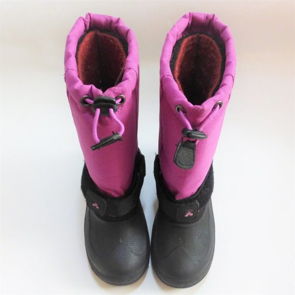 Girls 1 Kamik Fuschia Pink Black Pull On Winter Snow Boots - Picture 3 of 6